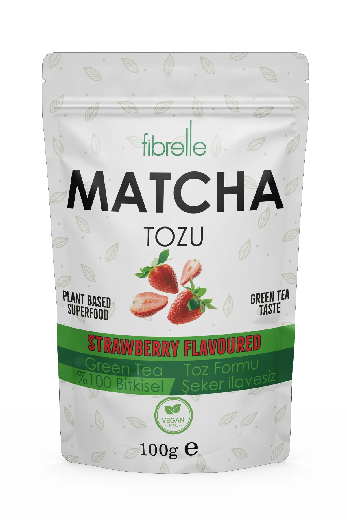 Fibrelle Matcha Çayı Çilek Aromalı 100g (Doypak)