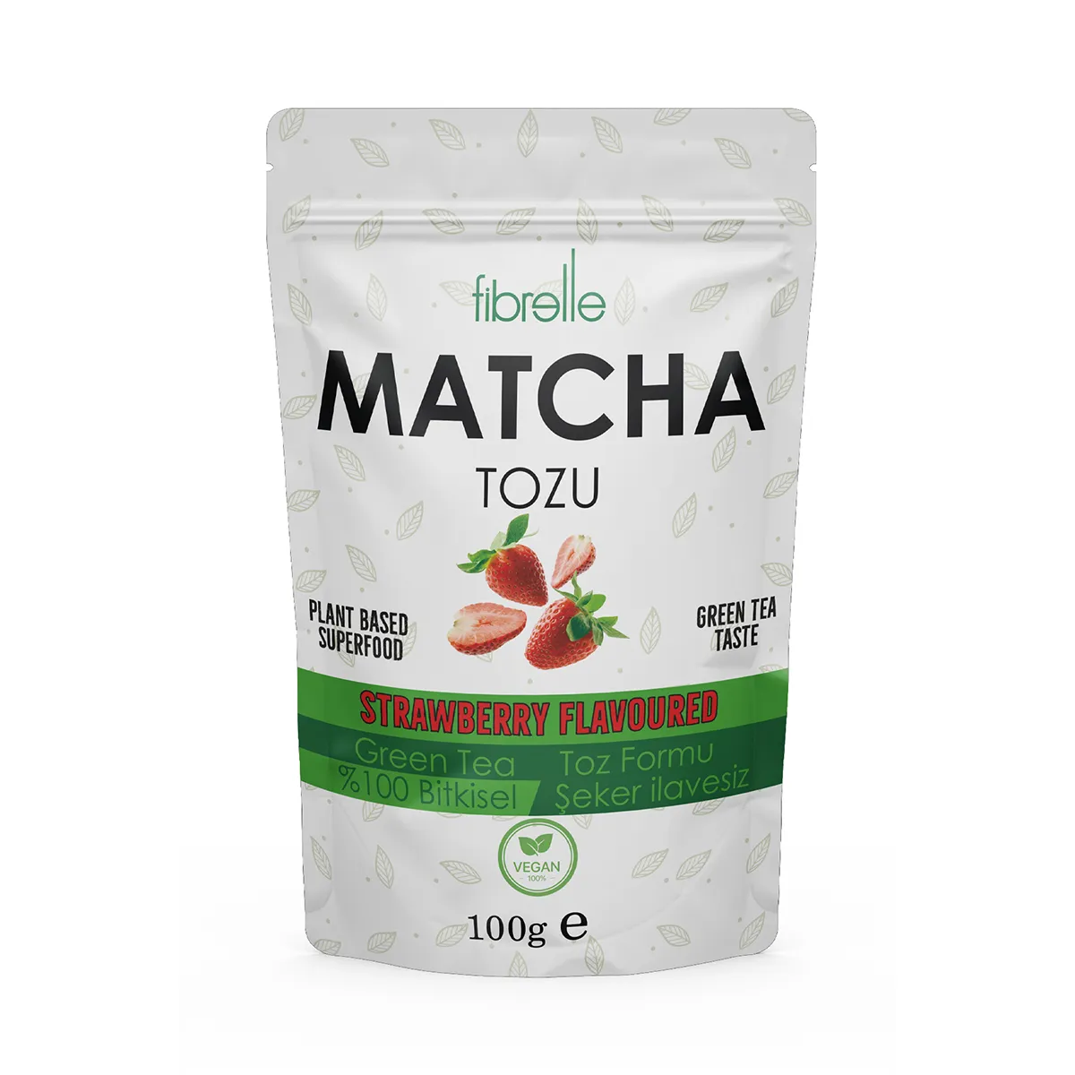 Fibrelle Matcha Çayı Çilek Aromalı 100g (Doypak)