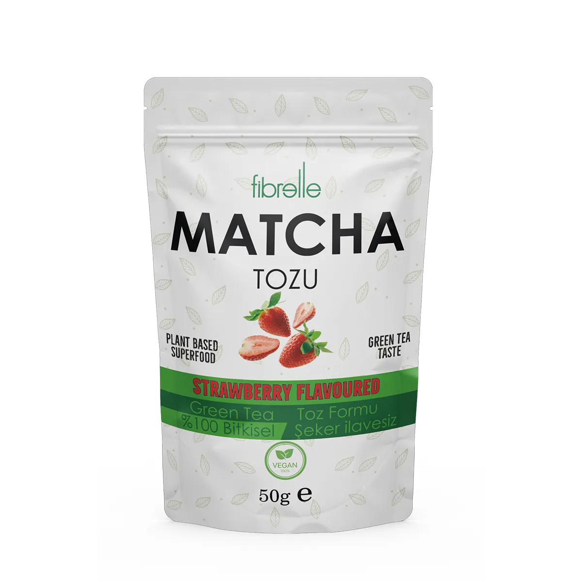 Fibrelle Matcha Çayı Çilek Aromalı 50g (Doypak)