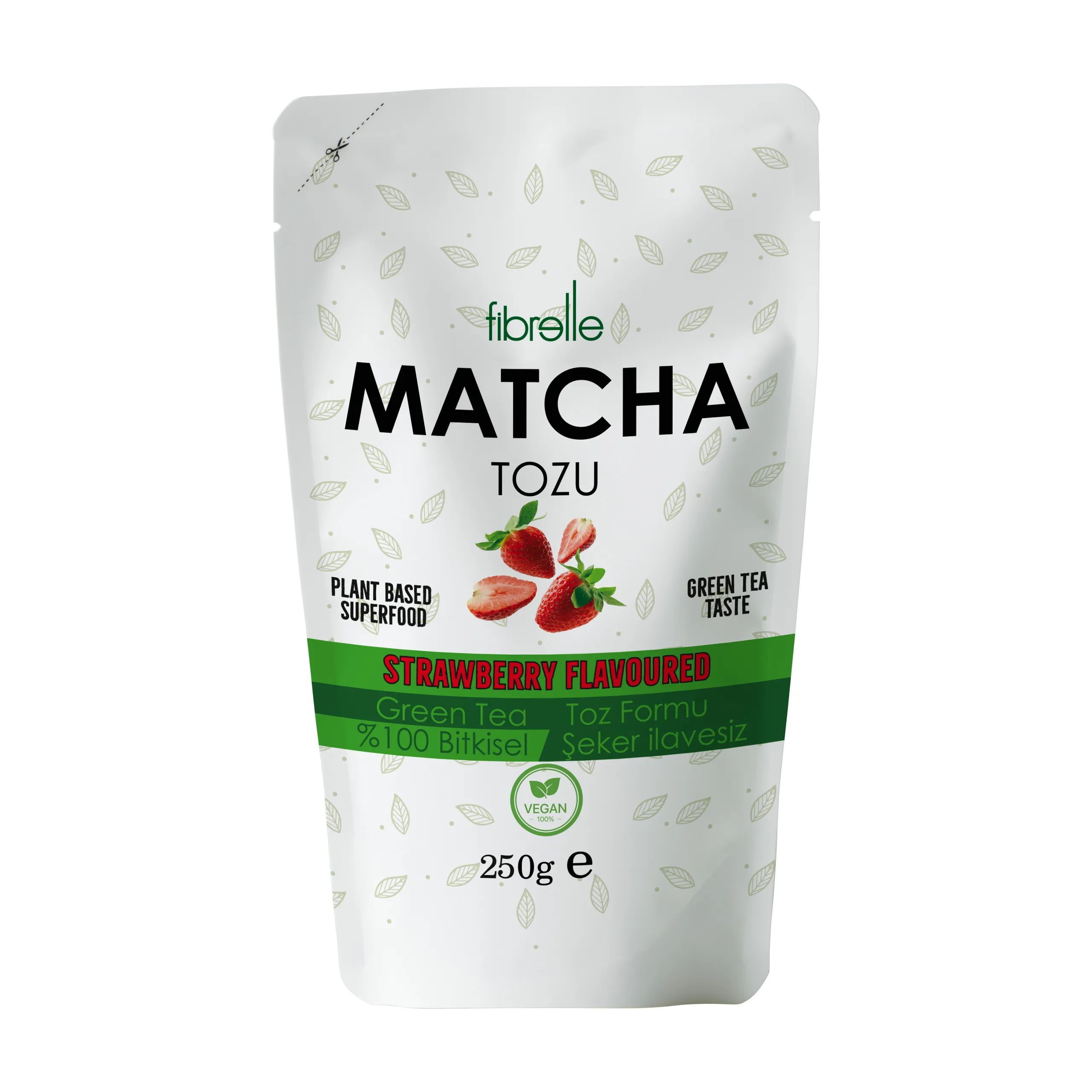 Fibrelle Matcha Çayı Çilek Aromalı 250g (Doypak)