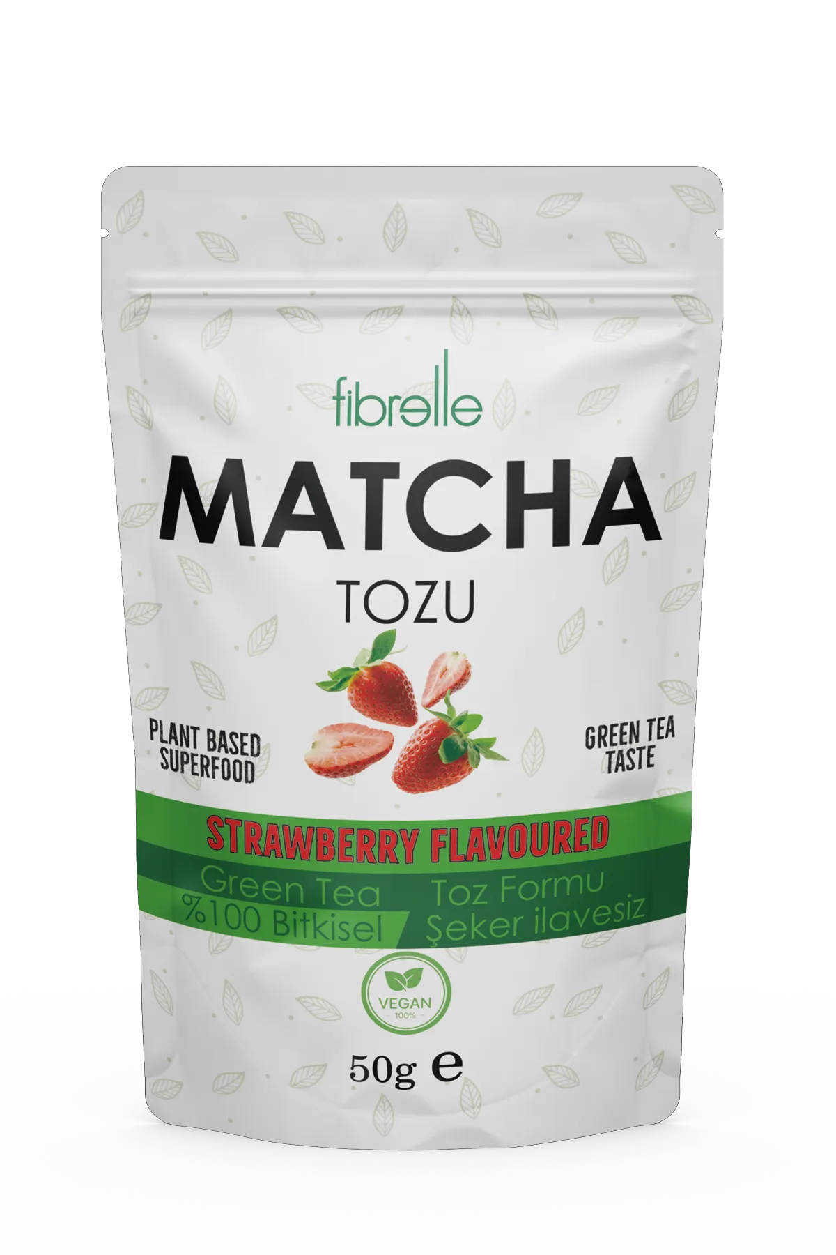 Fibrelle Matcha Çayı Çilek Aromalı 50g (Doypak)