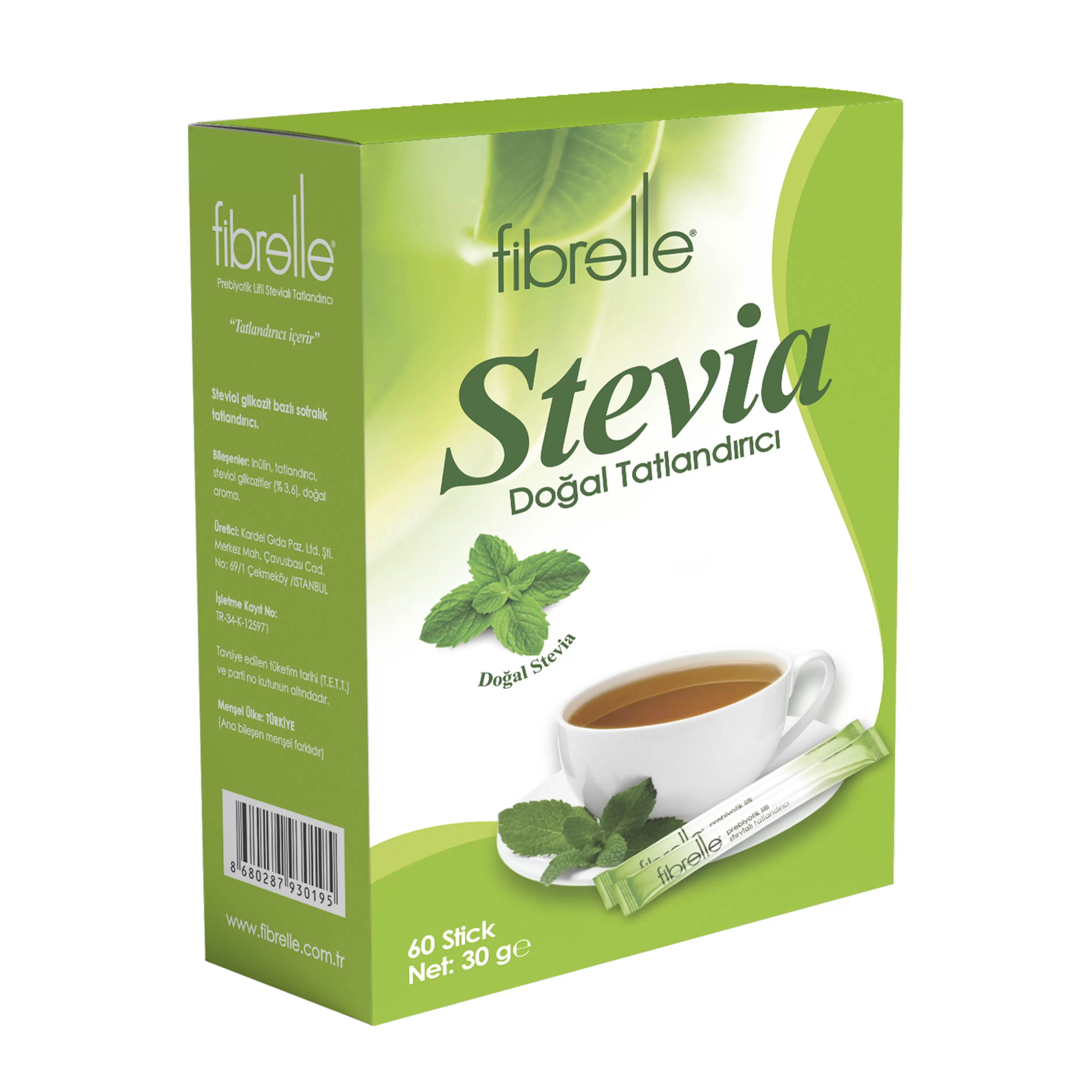 Fibrelle Prebiyotik Lifli Stevia Tatlandırıcı 0,5 gr (60 Adet) Kutu
